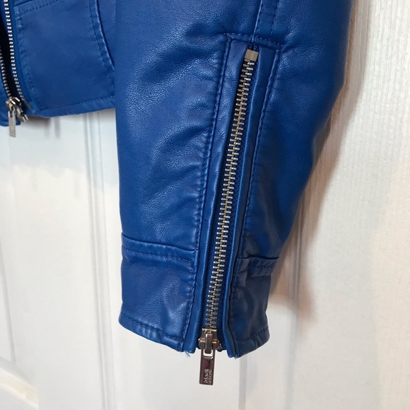 Blue Vegan Leather Jacket - Picture 4 of 7